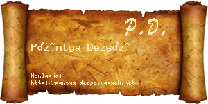 Pántya Dezső névjegykártya